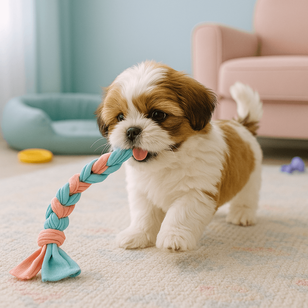 Filhote com brinquedo